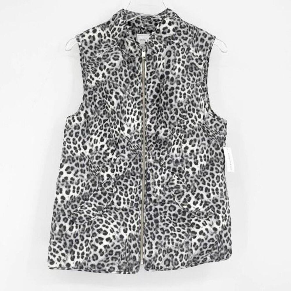 CHARTER CLUB Leopard Quilted Vest Winter Zip Up Jacket